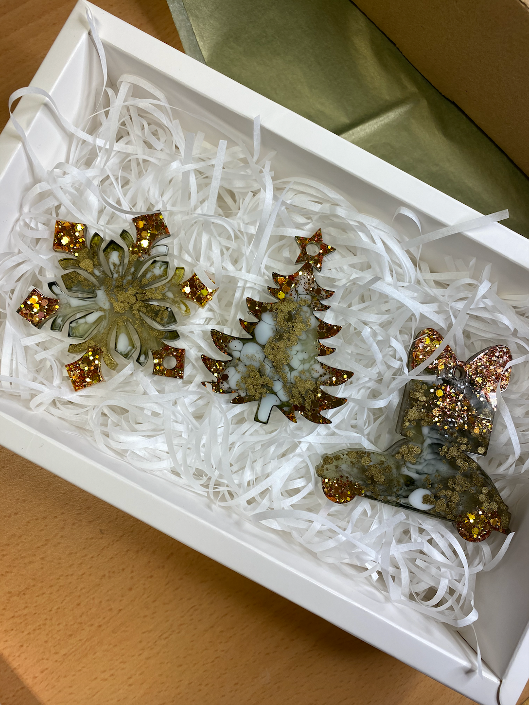 Epoxy Christmas ornaments | 3 pieces set | No. 14